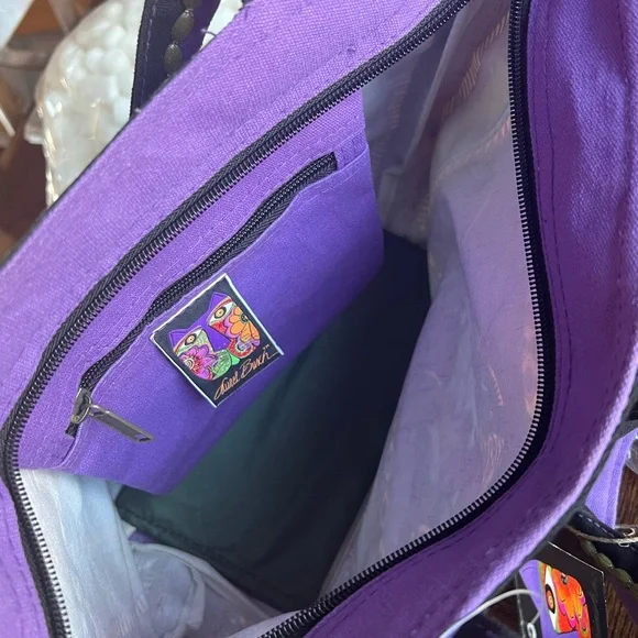 Laurel Burch Artistic Purple and Black Tote - Picture 3 of 10